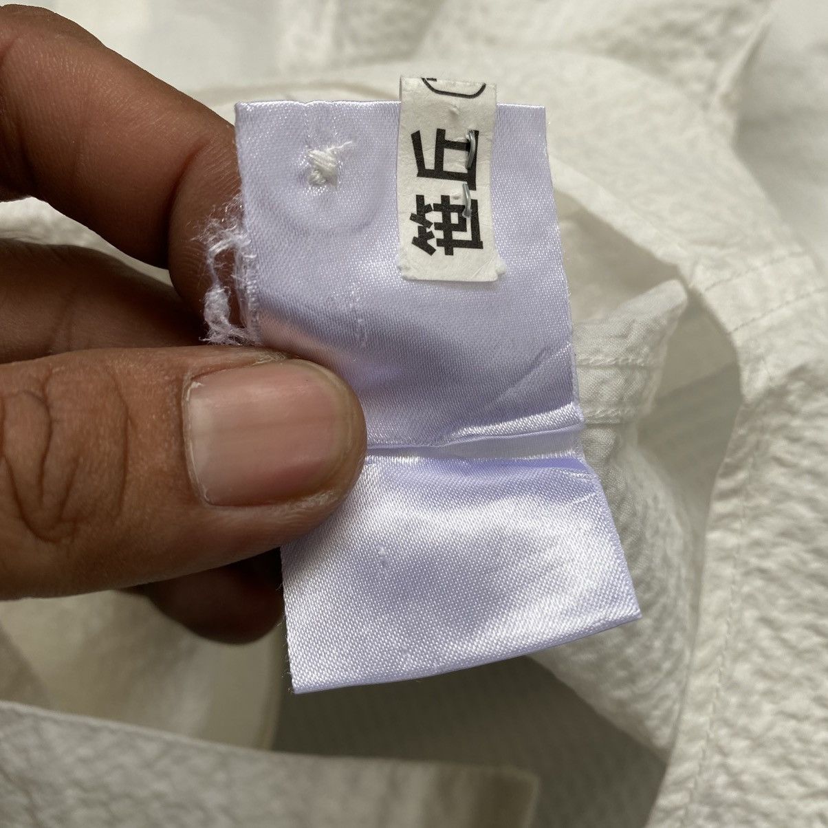 Tornado Mart Zero By Tornado Mart White Seersucker Button Up Shirt Size US M / EU 48-50 / 2 - 11 Thumbnail