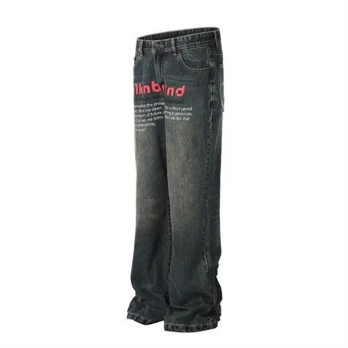 Japanese Brand × Jean Washed distressed loose casual straight-leg printed jeans Size US 32 / EU 48 - 3 Thumbnail