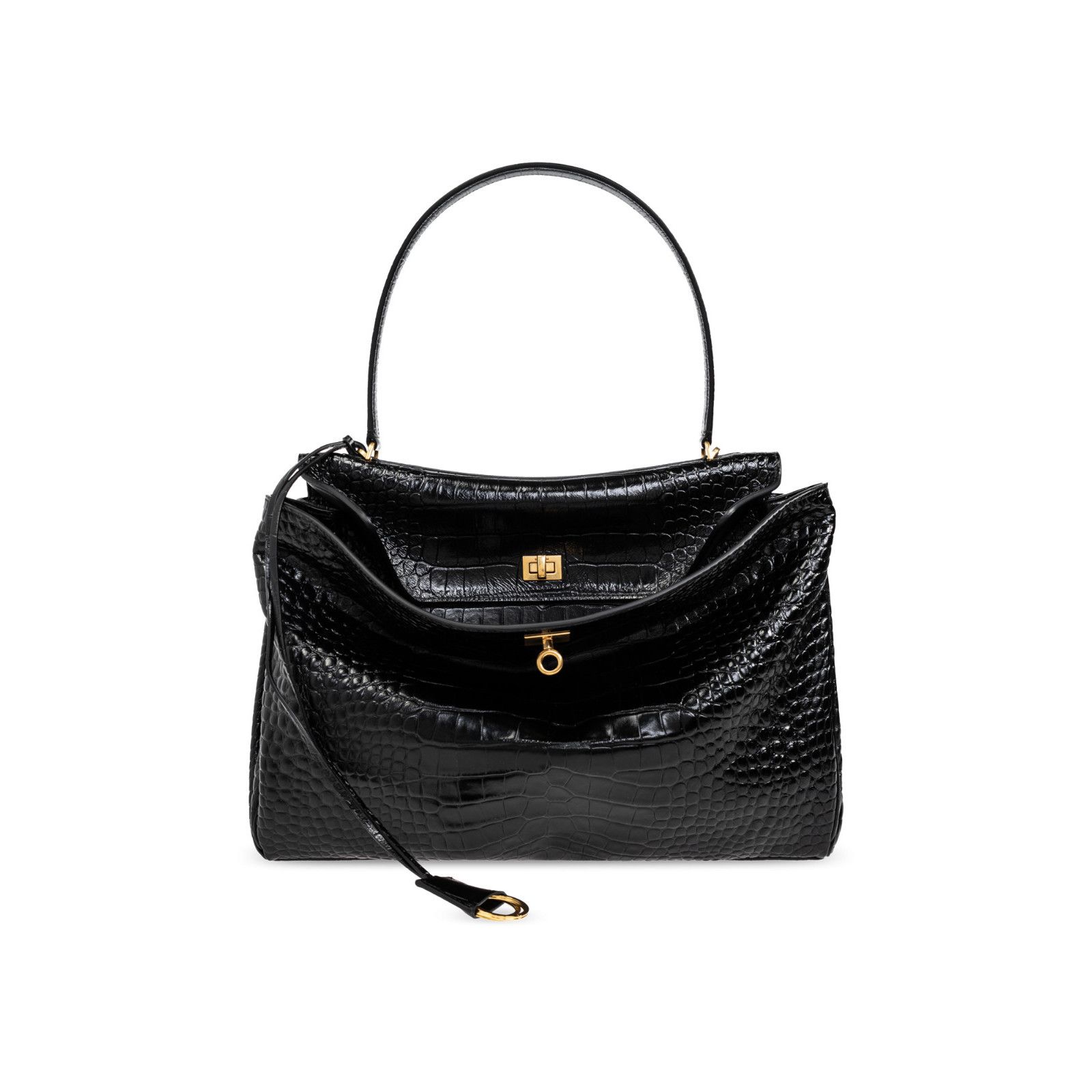 Balenciaga BALENCIAGA Rodeo Large Black Embossed Leather Handbag New An Size ONE SIZE - 1 Thumbnail