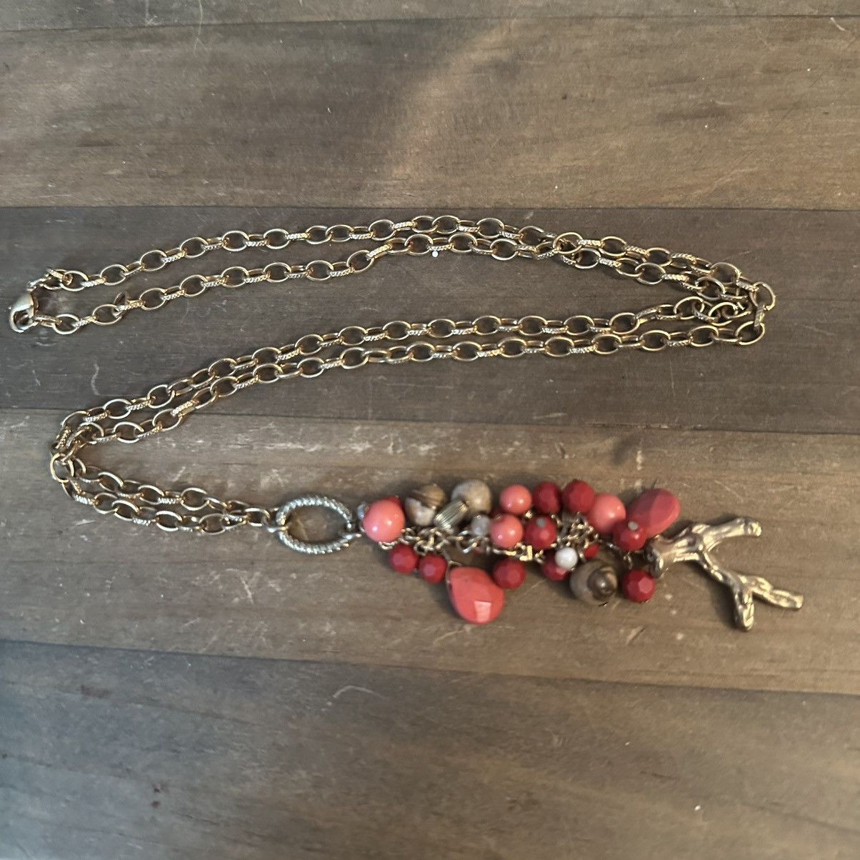 Other Gold tone coral cluster bead dangle pendant necklace Size ONE SIZE - 2 Thumbnail
