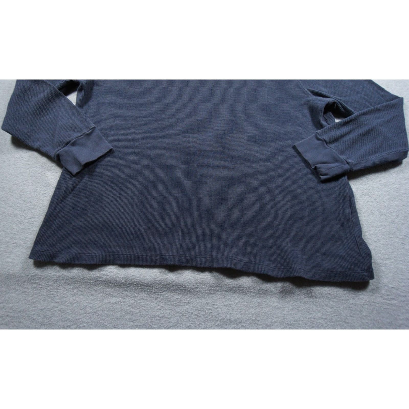 Vintage Mate Shirt Womens 1X Blue Long Sleeve Waffle Knit Crewneck Organic Cotton Ladies Shirt Size XL / US 12-14 / IT 48-50 - 3 Thumbnail