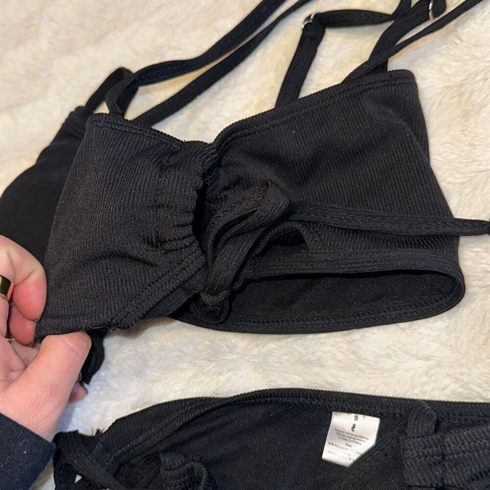 Other Black Ribbed Bandeau Bikini Set | Sz S Size ONE SIZE - 5 Thumbnail