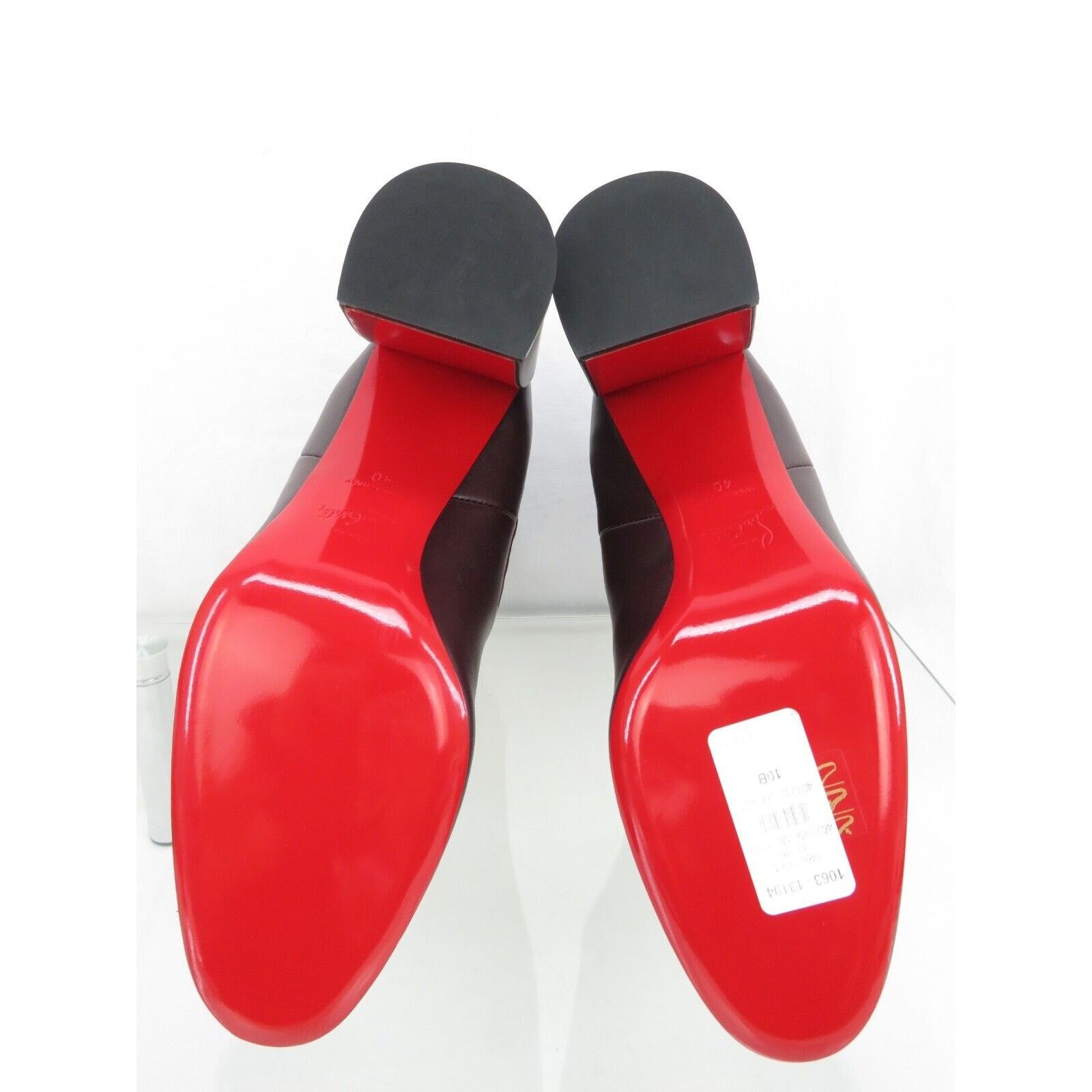 Christian Louboutin LOUBOUTIN TURELASTIC BURGUNDY LEATHER HEEL ANKLE BOOTS 40 Size US 10 / IT 40 - 11 Thumbnail