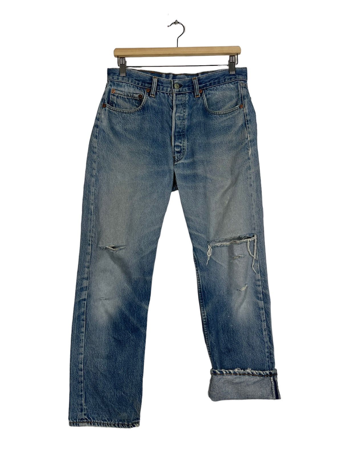 Levi's 🔥80s VINTAGE LEVIS 501 DISTRESS DENIM Size US 32 / EU 48 - 10 Thumbnail