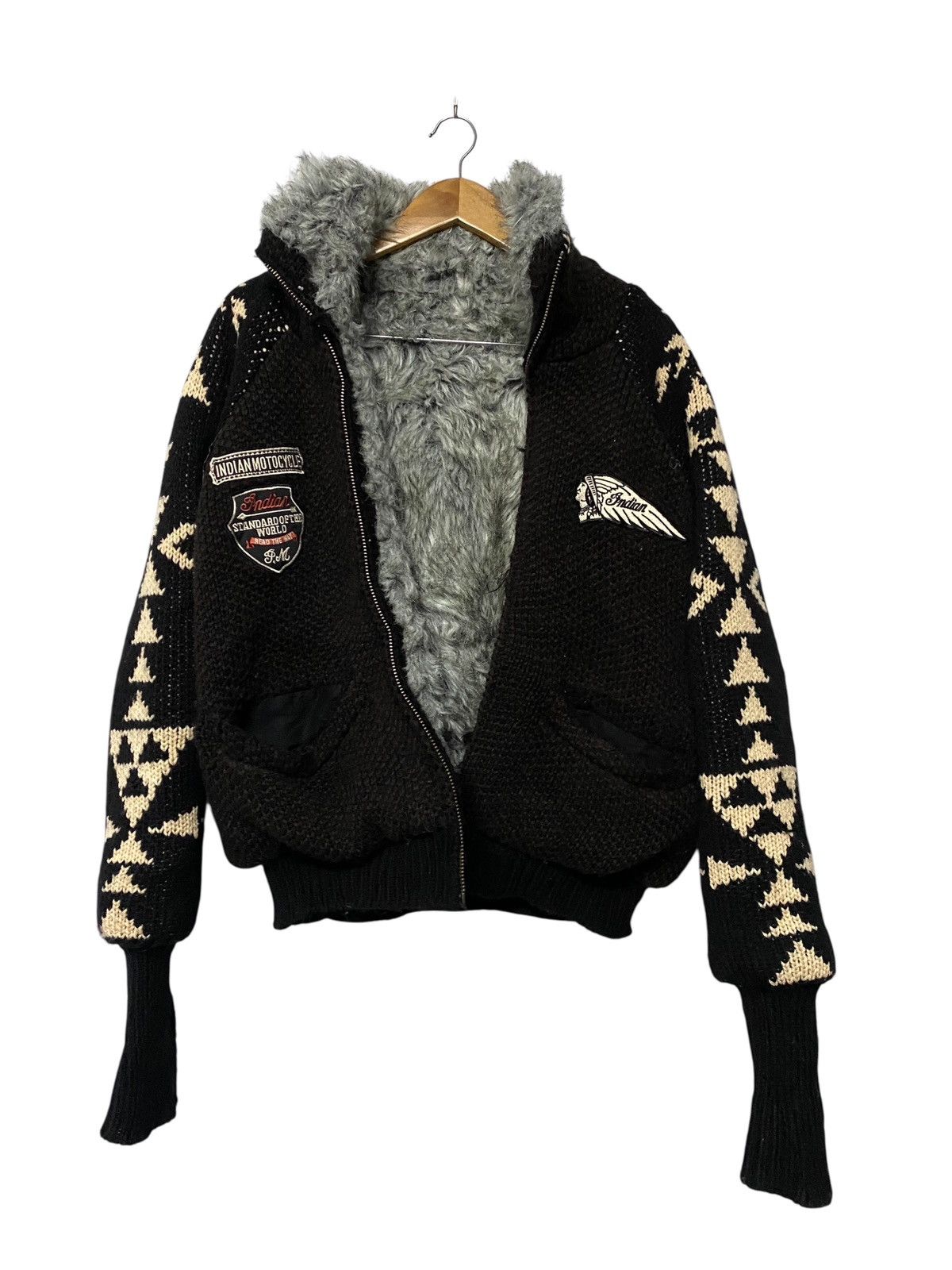Indian Motorcycle Indian Motorcycle club fur knit navajo print jacket Size US M / EU 48-50 / 2 - 2 Thumbnail