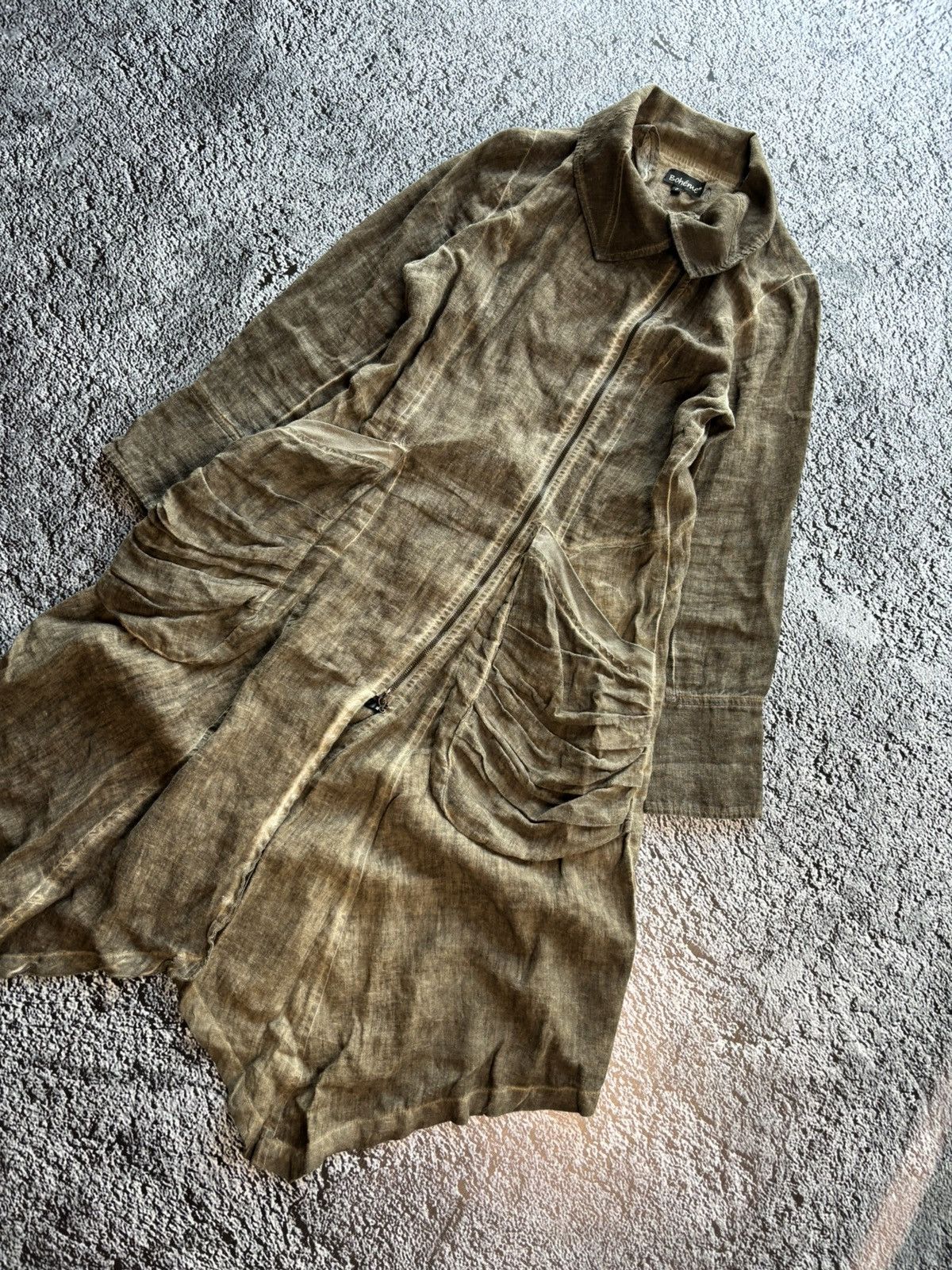 Other 90s natural linen fabric archive distressed asymmetric coat Size M / US 6-8 / IT 42-44 - 2 Thumbnail