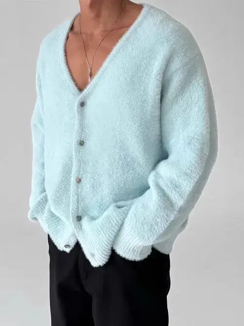 Aran Isles Knitwear Vintage Light Blue Knit Sweater Warm Fleece Jacket XL Size US XL / EU 56 / 4 - 2 Thumbnail