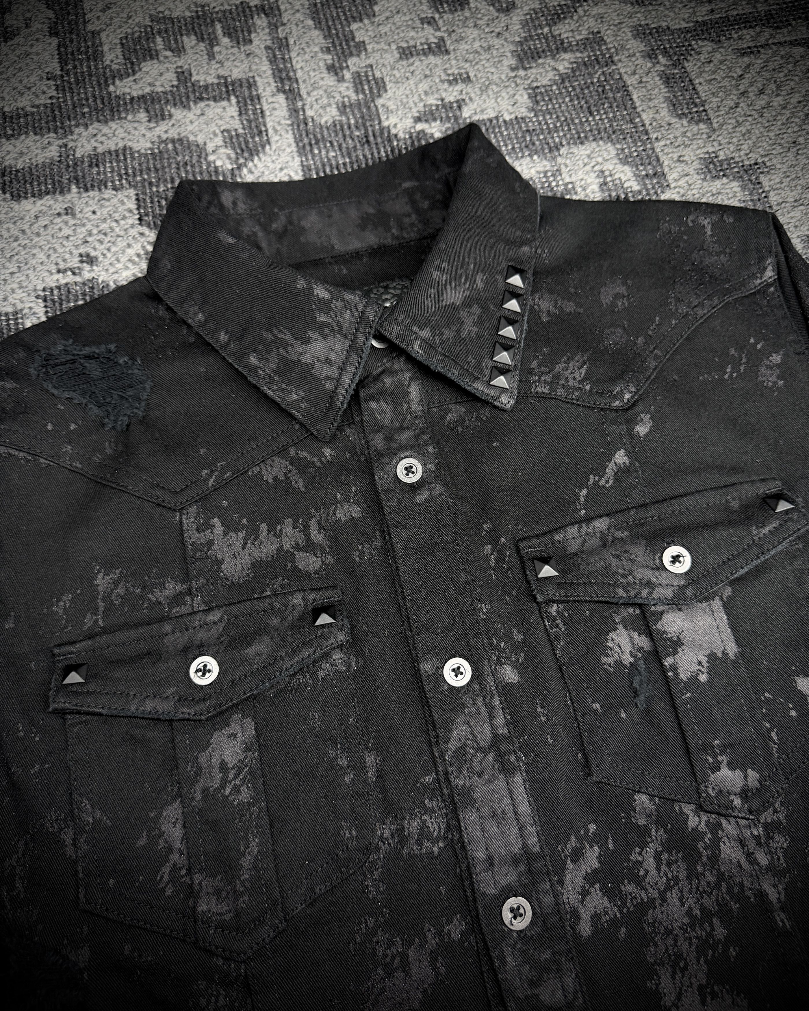 Japanese Brand Xfrm × Jury Black Coated Splatter Studded Shirt Size US L / EU 52-54 / 3 - 5 Thumbnail