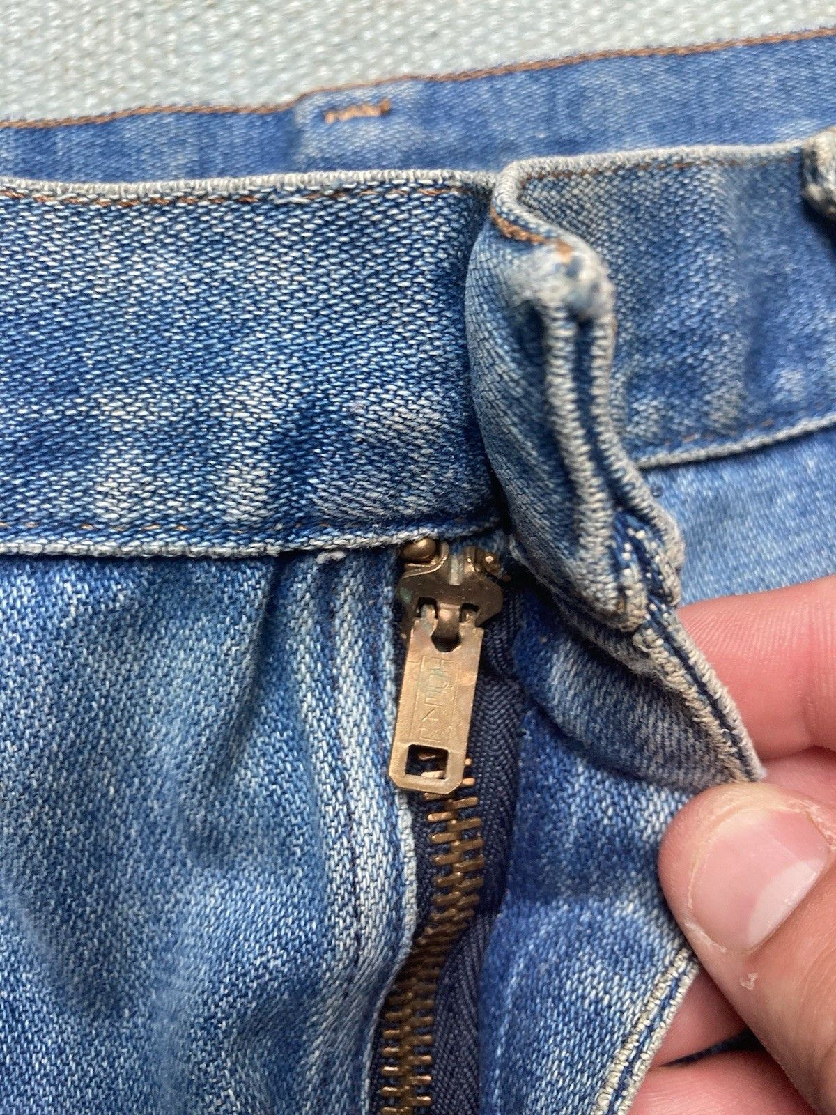 Vintage × Wrangler 70s wrangler jeans faded denim straight leg talon farm 34x28 Size US 34 / EU 50 - 4 Thumbnail