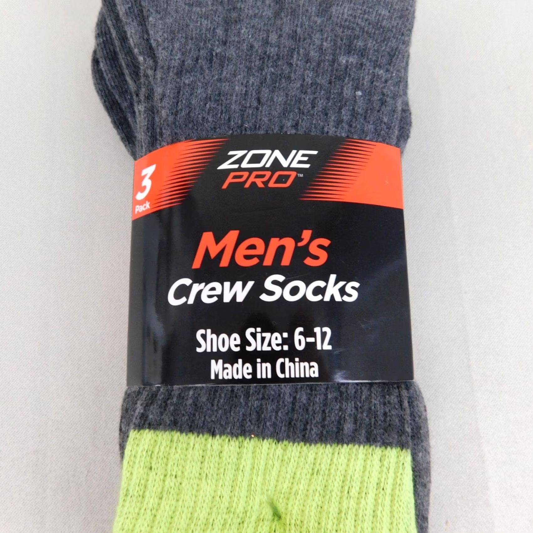 Vintage Zone Pro 3-Pack Mens Crew Socks Charcoal Gray #9464 Size ONE SIZE - 3 Thumbnail
