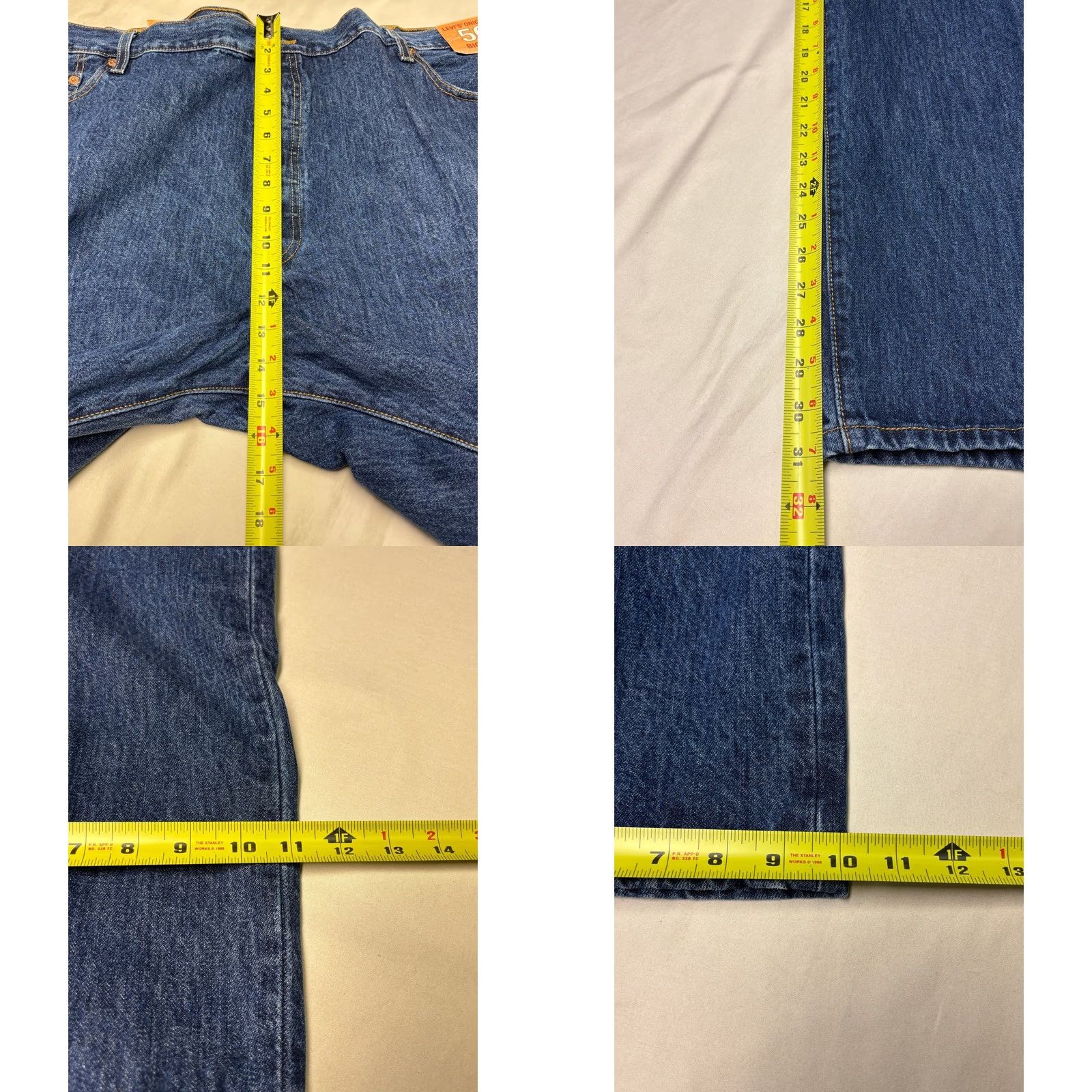 Levi's VINTAGE? No — Levi's 501 Original Fit Big & Tall Jeans Mens 48x30 Dark Wash Blue Button Fly Straight 501 Series Denim Cotton 5-Pocket Size US 32 / EU 48 - 10 Thumbnail