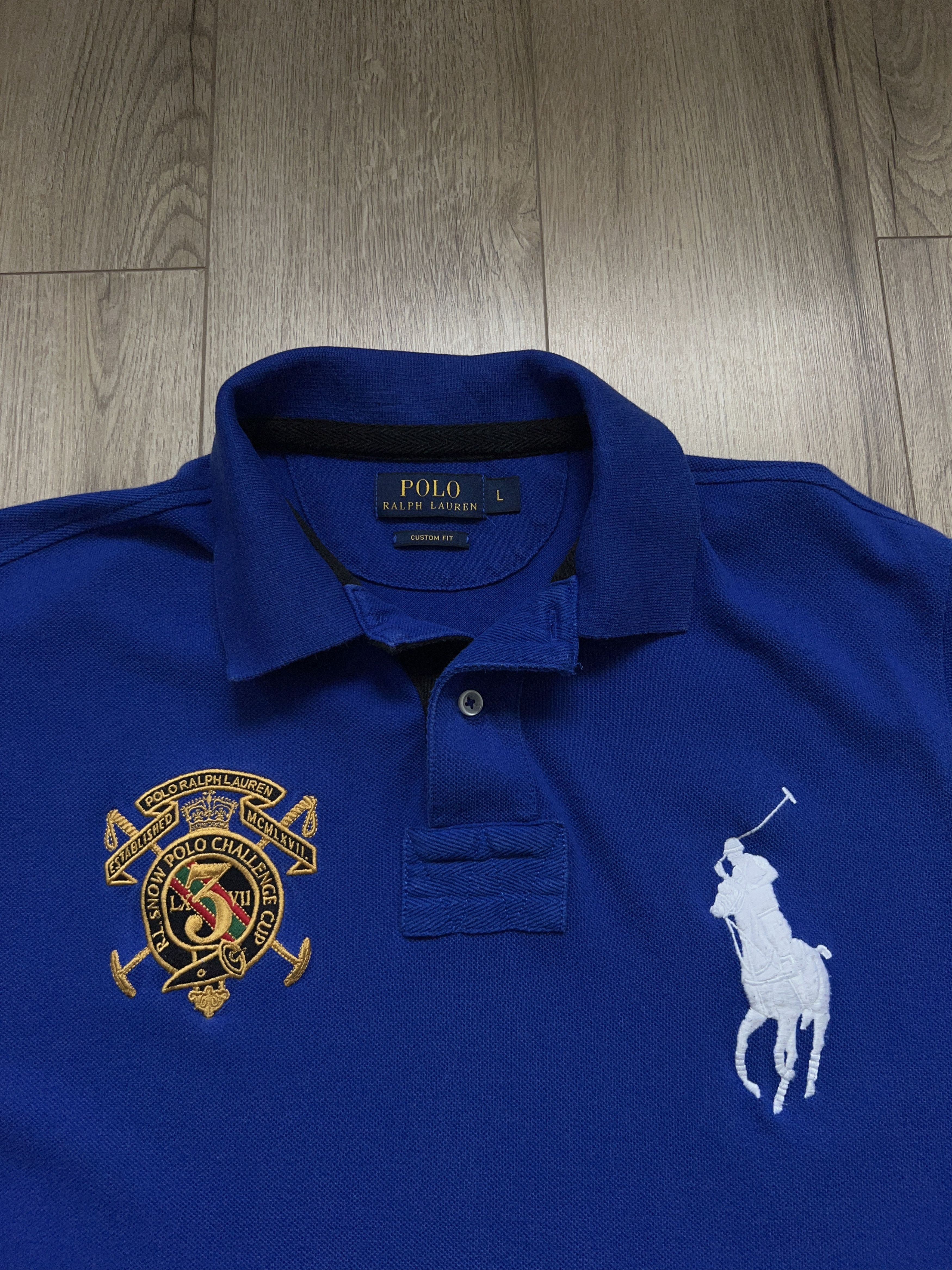 Polo Ralph Lauren × Vintage mens Classic T Shirt Tee Rugby Snow Challenge Blue Size US L / EU 52-54 / 3 - 2 Thumbnail