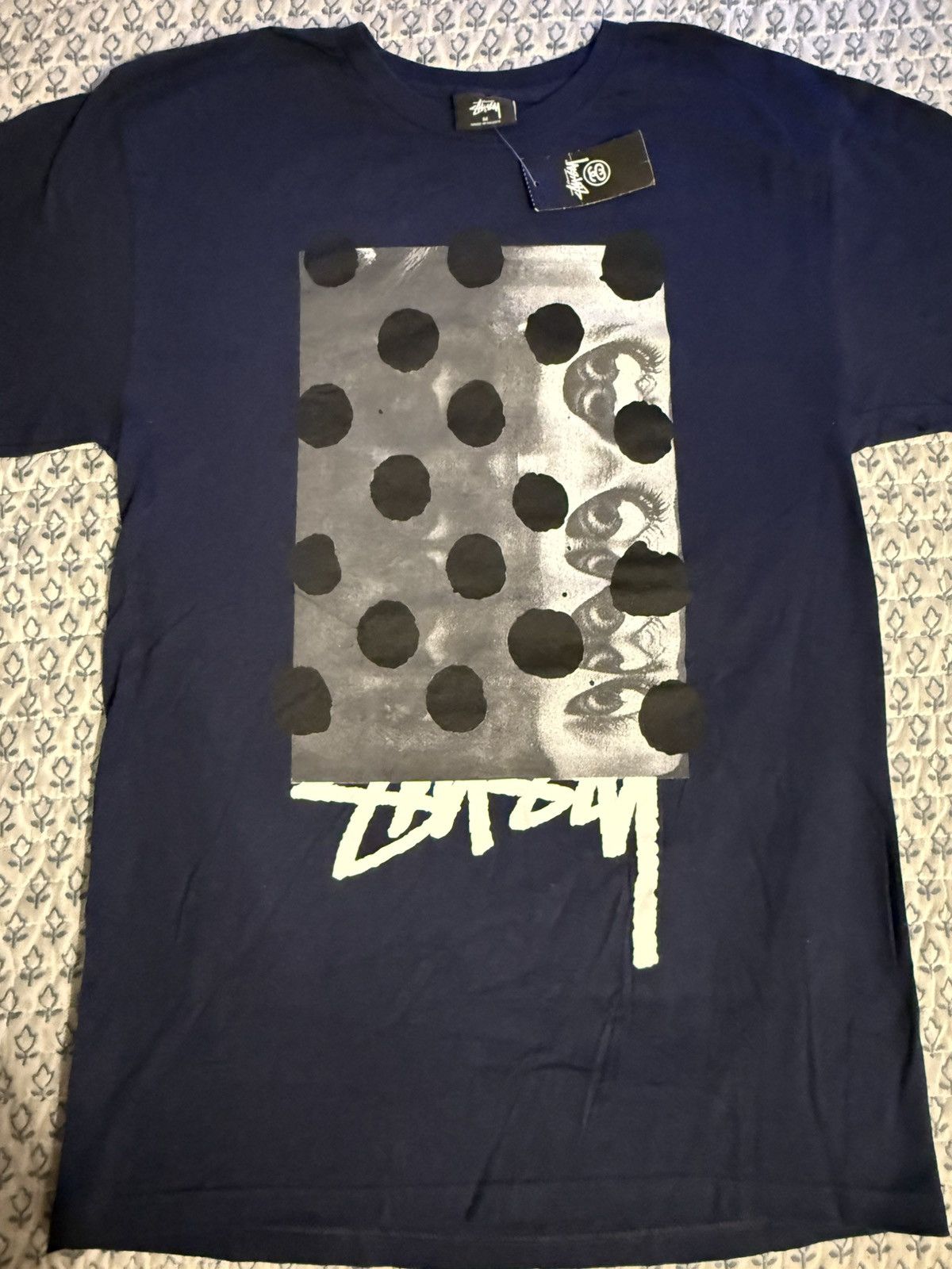 Stussy Stussy Eye Dots Tee Navy Size M Size US M / EU 48-50 / 2 - 1 Thumbnail