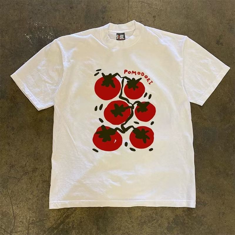 Japanese Brand × Vintage Casual retro white tomato print cotton t-shirt Size US L / EU 52-54 / 3 - 1 Thumbnail