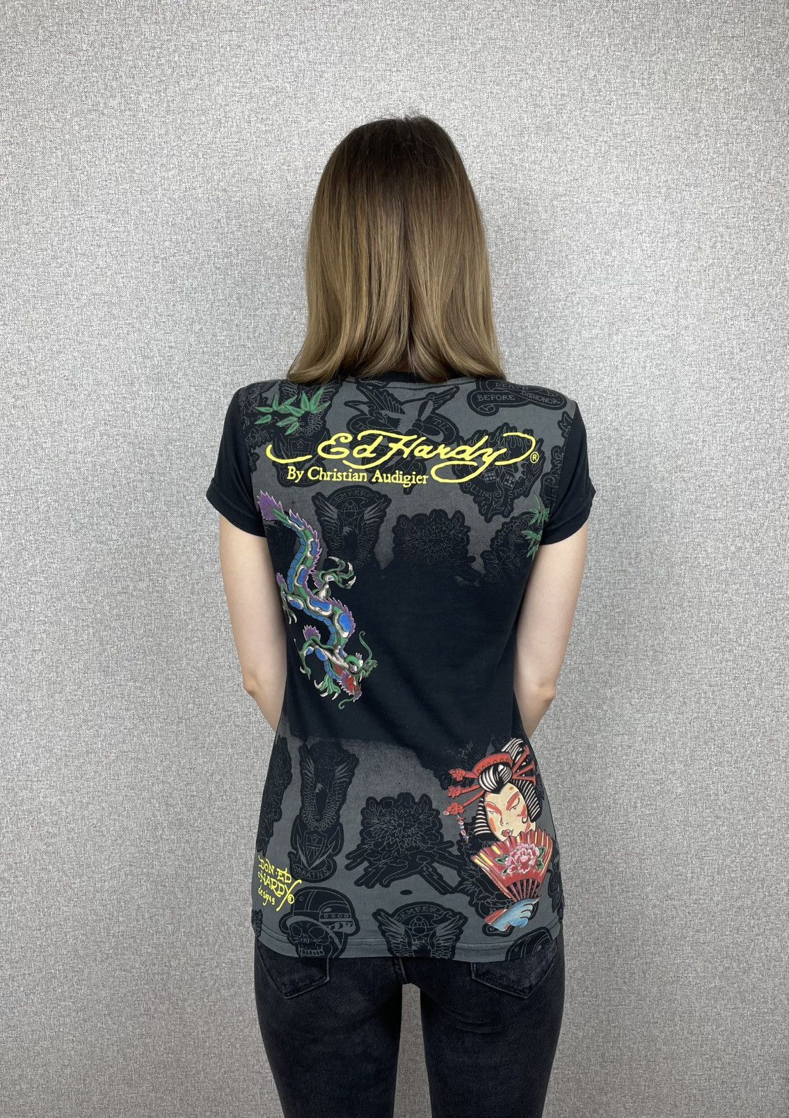 Ed Hardy Vintage Ed Hardy By Christian Audigier Overprint T-Shirt Size S / US 4 / IT 40 - 2 Thumbnail