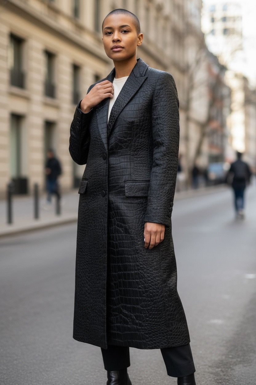 Uniqlo Uniqlo x Carine Roitfeld Paris Crocodile Embossed Coat (152) Size M / US 6-8 / IT 42-44 - 1 Thumbnail