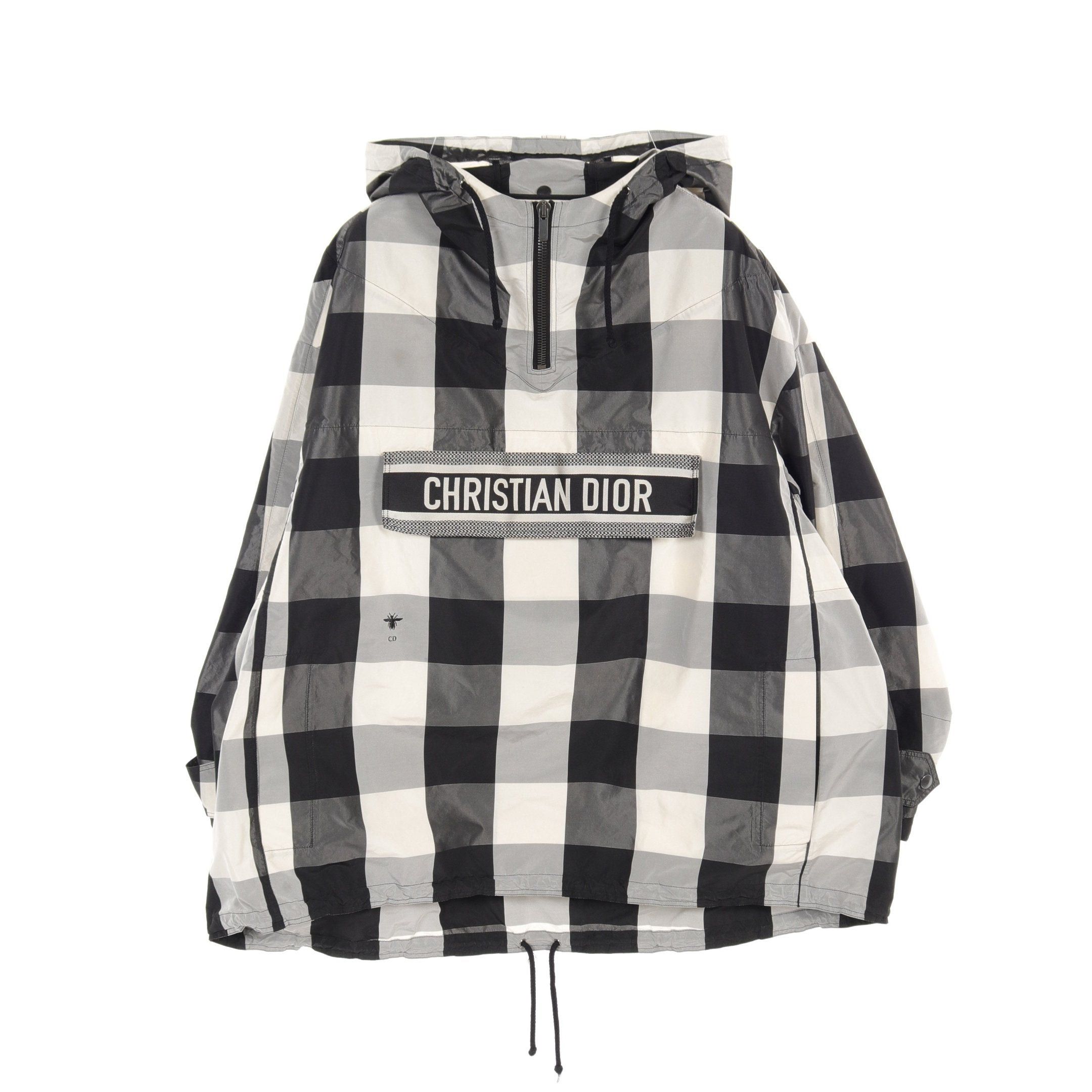 Dior Anorak Hoodie Nylon Jacket Check Off White Black Gray