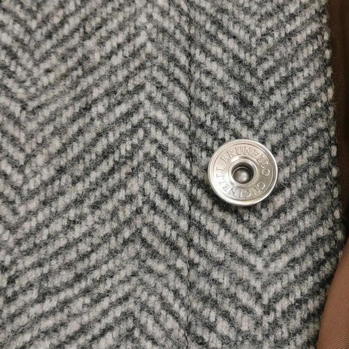 Brunello Cucinelli Brunello Cucinelli M Gray Herringbone Jacket. Size US XS / EU 42 / 0 - 2 Thumbnail