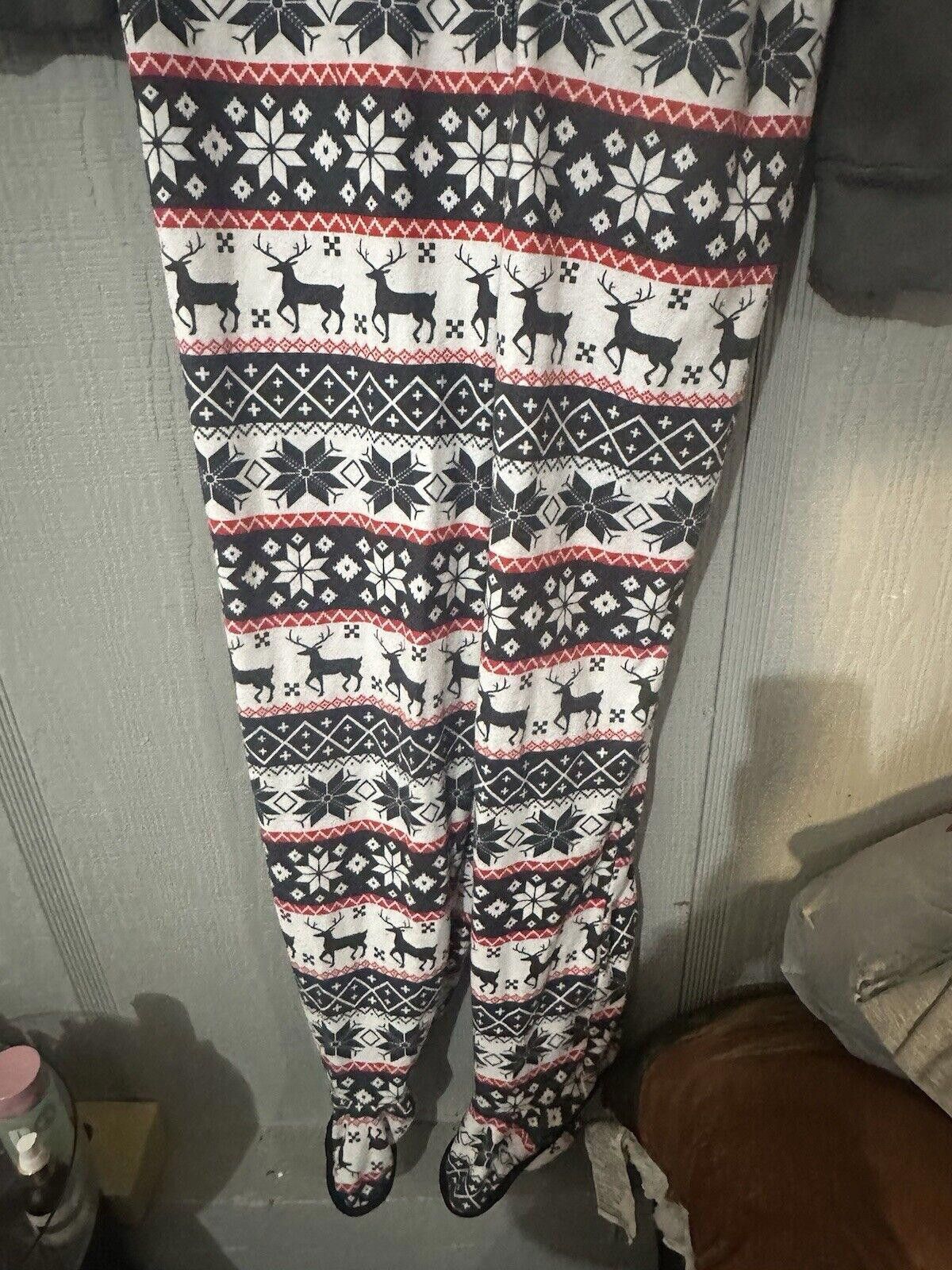 Designer Womens Medium Pajama Deer Christmas One Peice Size ONE SIZE - 3 Thumbnail