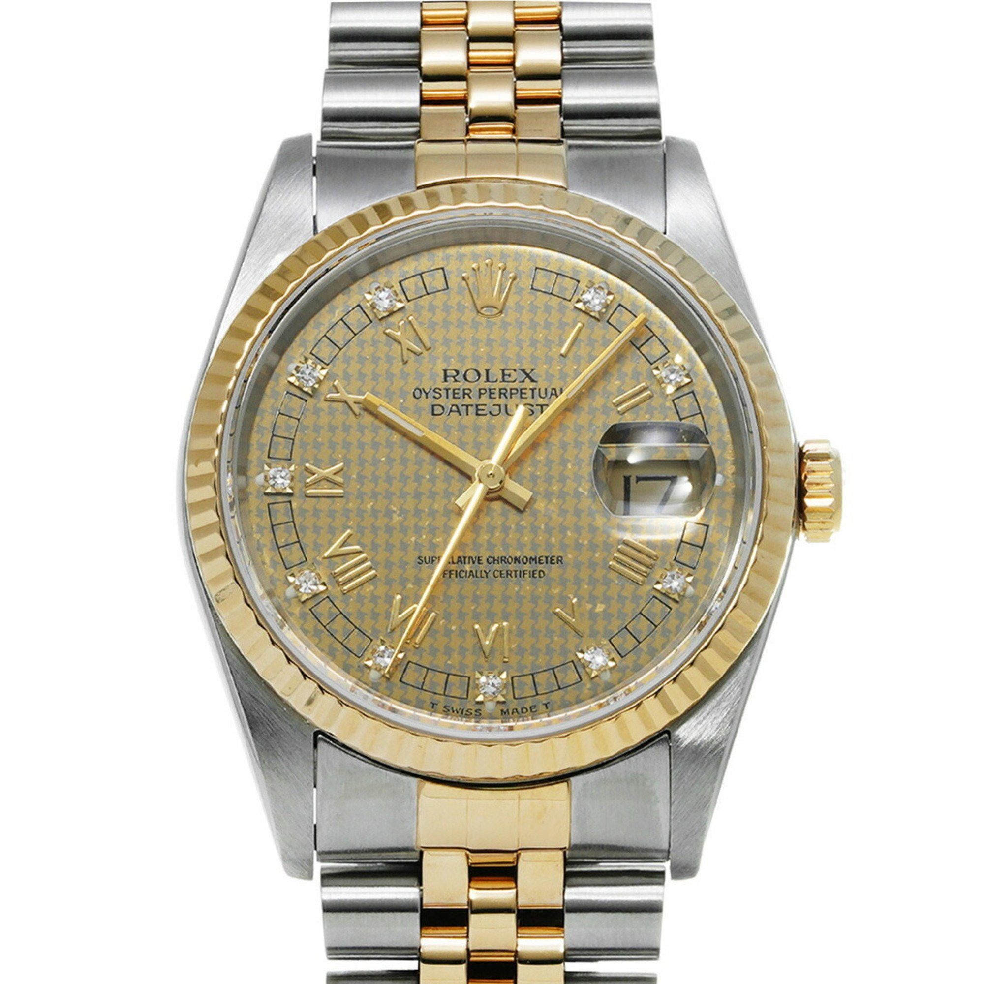 Rolex Rolex Datejust 16233G R serial number (manufactured around 1987) Champagne Houndstooth/Diamond Men's Watch Automatic Size ONE SIZE - 1 Thumbnail