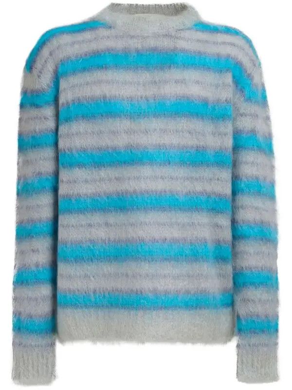 Marni o1w1db11125 Striped Mohair-Blend Jumper in Grey Size US M / EU 48-50 / 2 - 1 Thumbnail