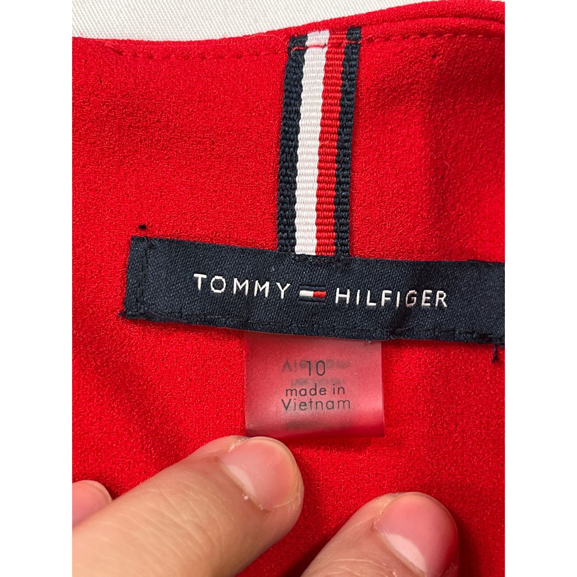 Tommy Hilfiger Tommy Hilfiger SKU 7616 Red Midi Dress With Cap Sleeves Size Size L / US 10 / IT 46 - 13 Thumbnail