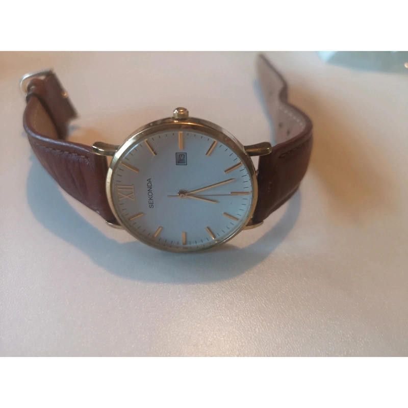 Designer Sekonda white dail brown leather strap watch Size ONE SIZE - 2 Thumbnail