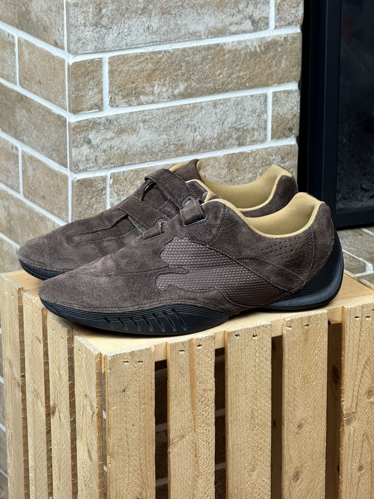 Vintage Puma Y2K Induction Speedcat Brown Suede Strap Shoes