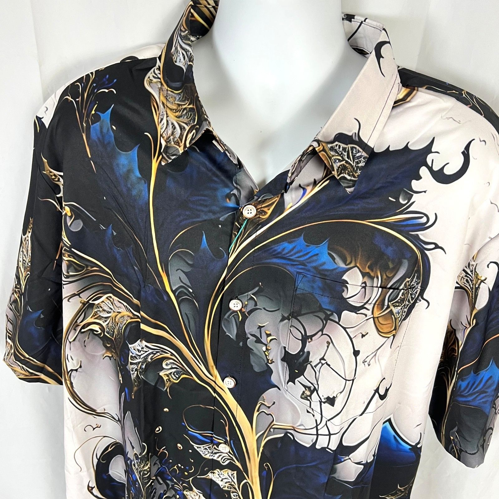 Other Royaura Hawaiian Surreal Trippy Leaves Mens Button Shirt siz Size US XXL / EU 58 / 5 - 5 Thumbnail
