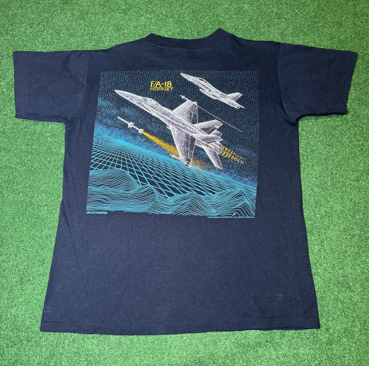 Champion × Vintage Vintage 80s 90s FA 18 Hornet Fighter Jet Blackbird T Shirt Size US L / EU 52-54 / 3 - 2 Thumbnail