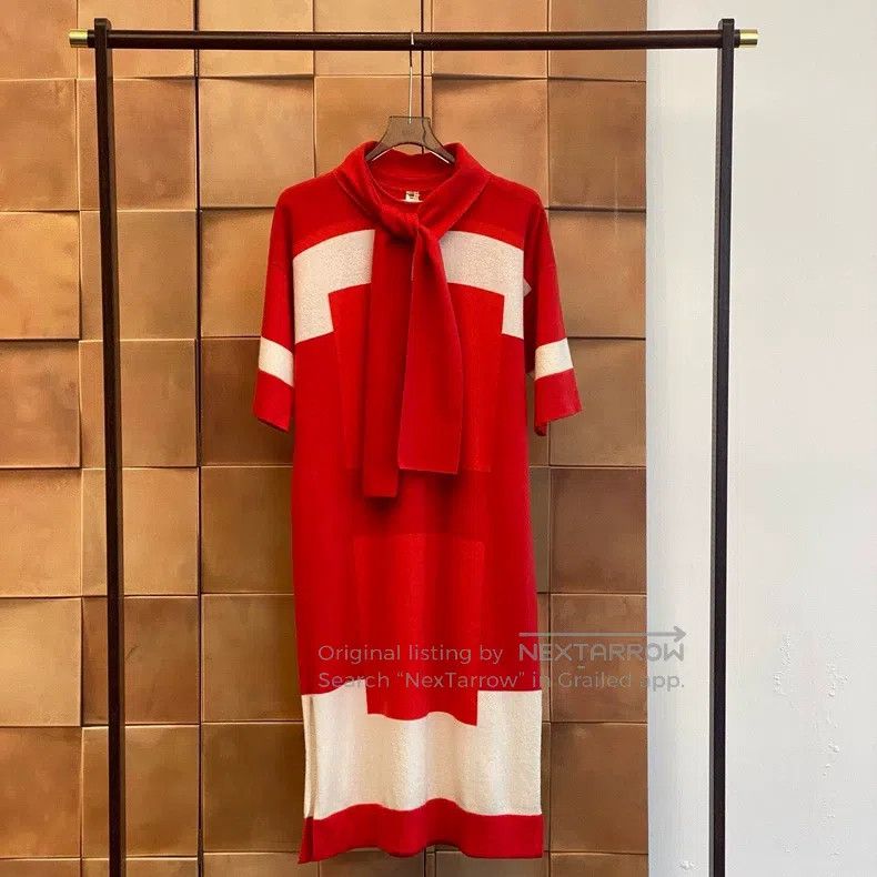 Hermes Hermes Contrast Color Waist Belt Cashmere Knit Dress Size XXS / US 00 / IT 34 - 2 Thumbnail