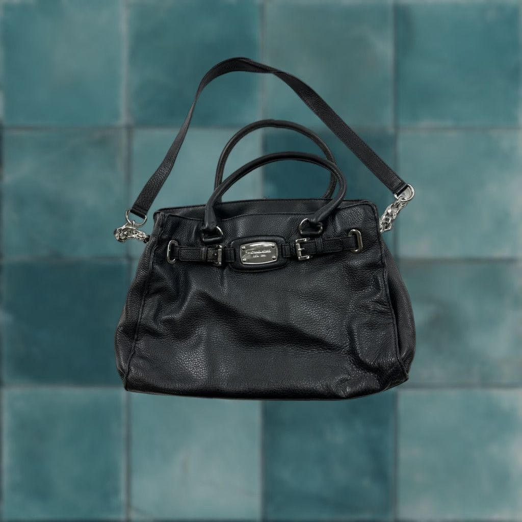 Michael Kors Michael Kors Purse Black Leather Shoulder Bag Chain Strap Women Medium Front Size ONE SIZE - 1 Thumbnail