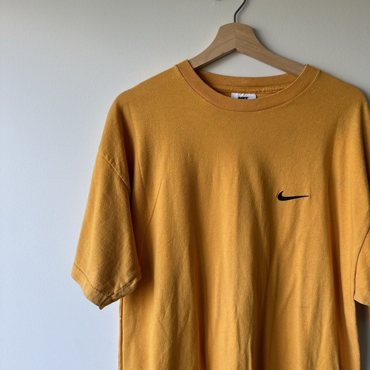 Nike × Vintage Vintage 90s Nike Embroidered Swoosh Logo Basic Yellow Shirt Size US L / EU 52-54 / 3 - 2 Thumbnail