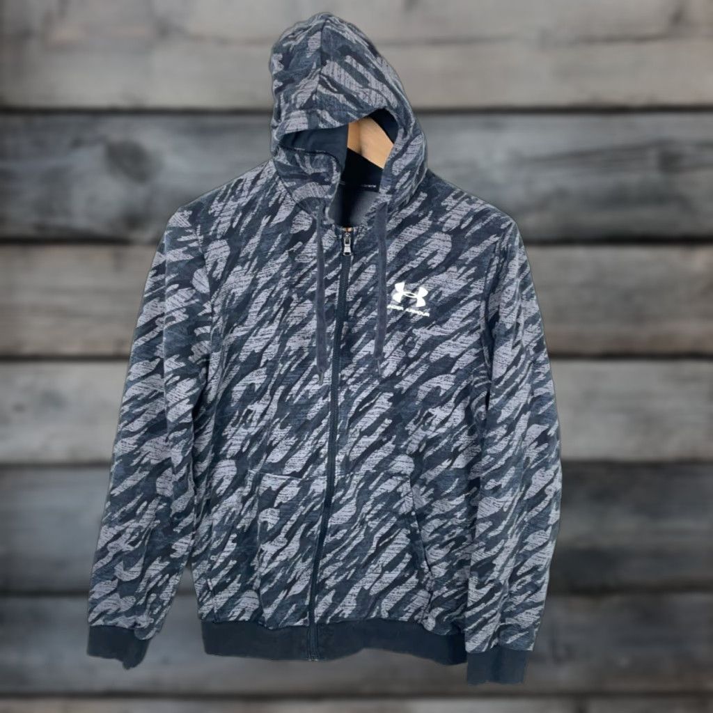 Under Armour Under Armour Camouflage Full Zip Hoodie Mens Medium Gray Cotton-Polyester Fleece Regular Loose Fit Sweatshirt Size US M / EU 48-50 / 2 - 1 Thumbnail