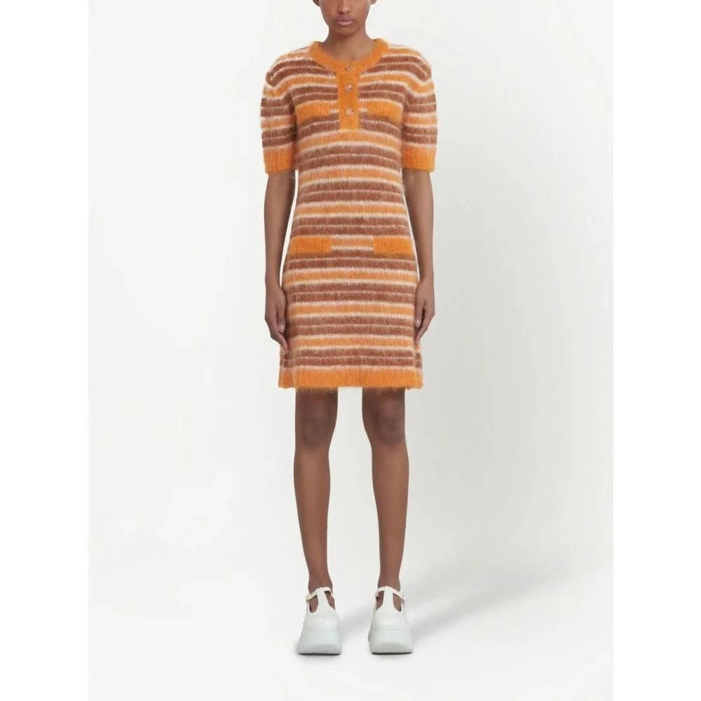 Image of Marni O1W1Db10524 Wool Mini Dress In Orange, Women's (Size XL)