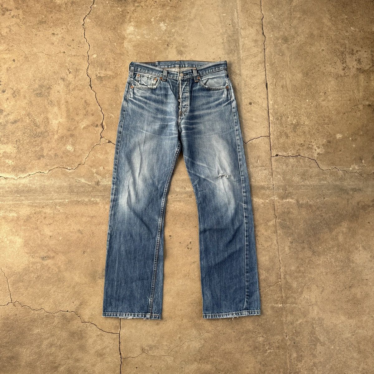 Levi's × Vintage Vintage Y2K Levis 501 Distressed Denim Size US 33 - 1 Thumbnail
