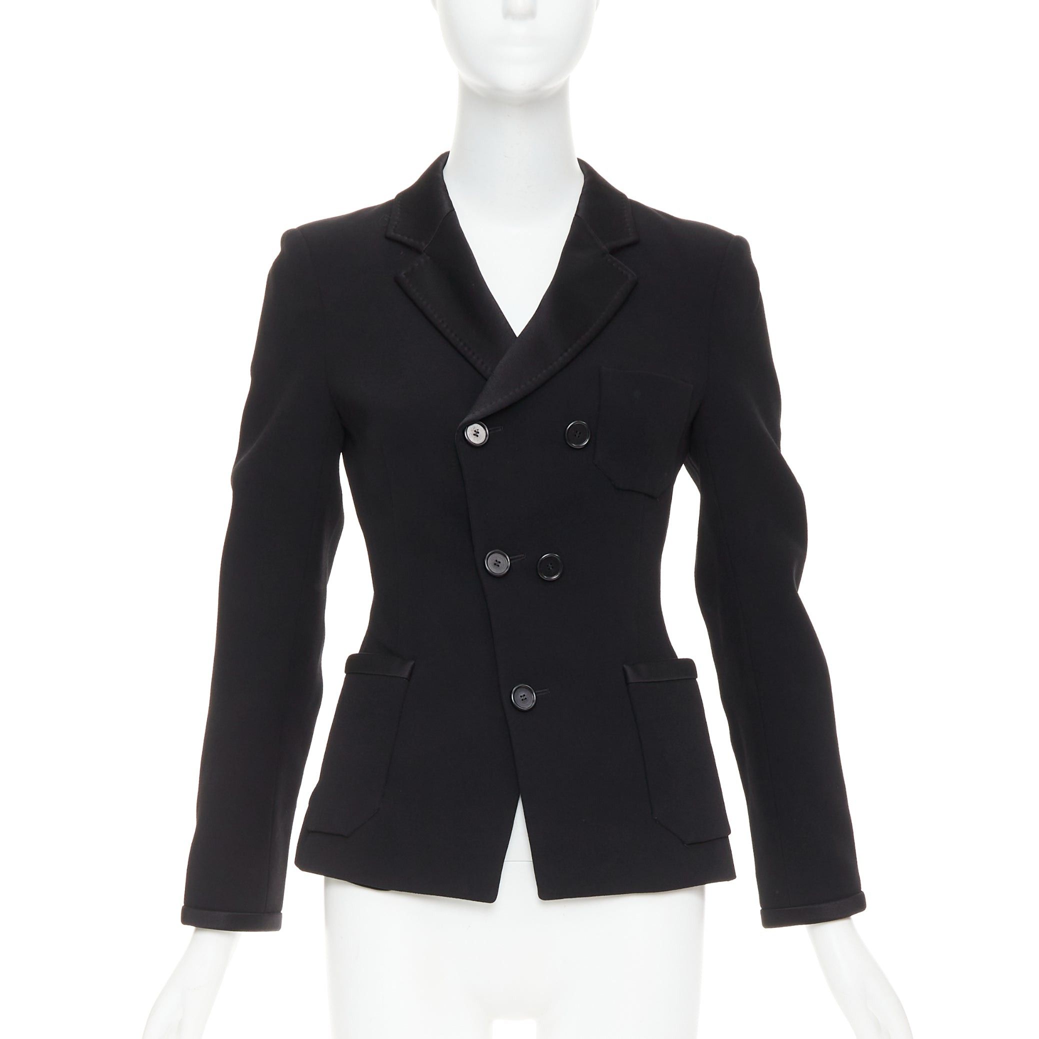 Balenciaga BALENCIAGA Vintage 2010 black satin trim fitted blazer jacket FR36 S Size S / US 4 / IT 40 - 1 Thumbnail