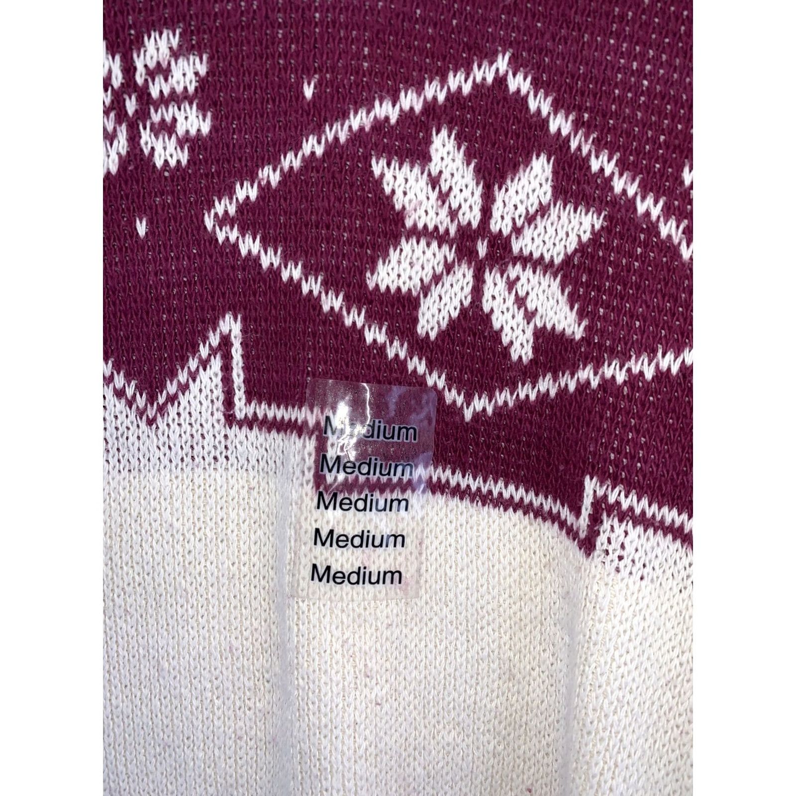 Vintage VINTAGE Cabin Creek Womens Snowflake Knit Sweater M Burgundy/Ivory 1990s Christmas NWT USA Mens? Size M / US 6-8 / IT 42-44 - 2 Thumbnail