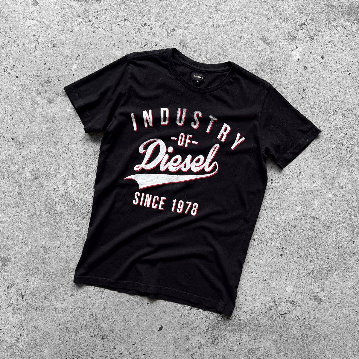 Diesel Industry Mens Black Short Sleeve T-Shirt Big Print