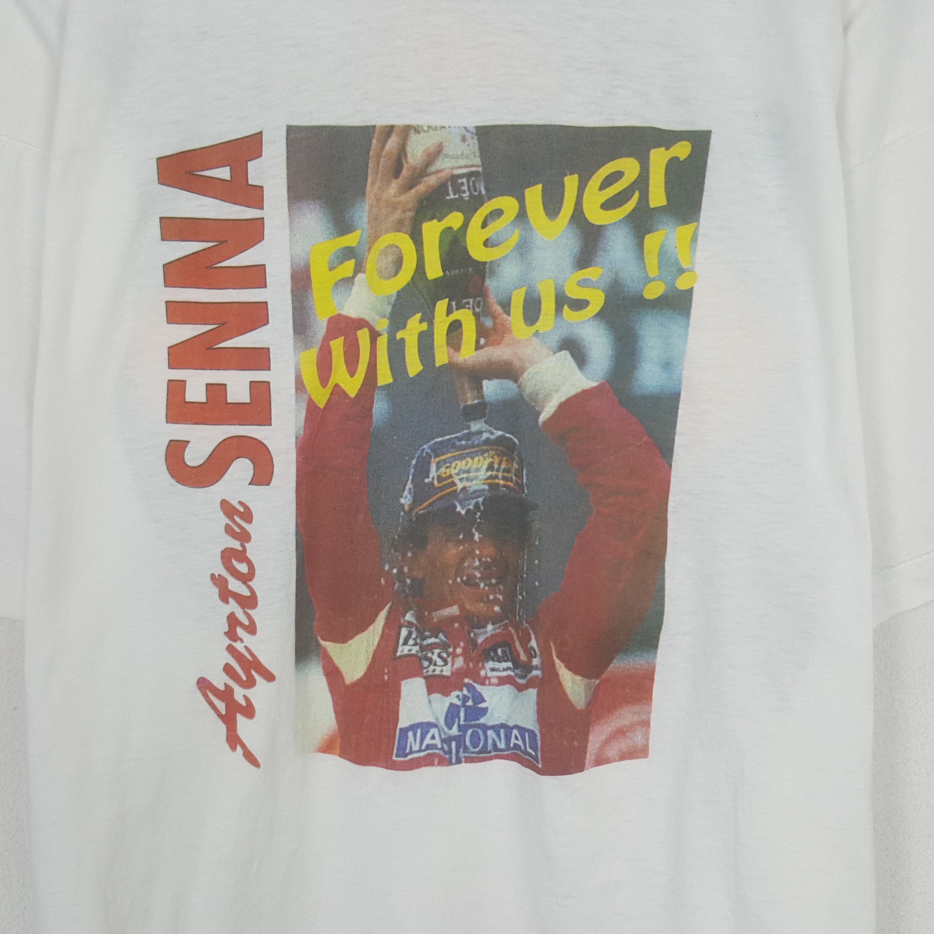 Vintage Vintage Senna Ayrton Forever with Us Tshirt Size US M / EU 48-50 / 2 - 2 Thumbnail