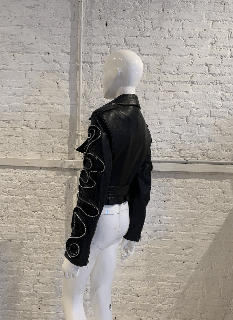 Vintage Vintage 1980s/90s Helen Storey Leather Biker Zip Jacket Size M / US 6-8 / IT 42-44 - 6 Thumbnail