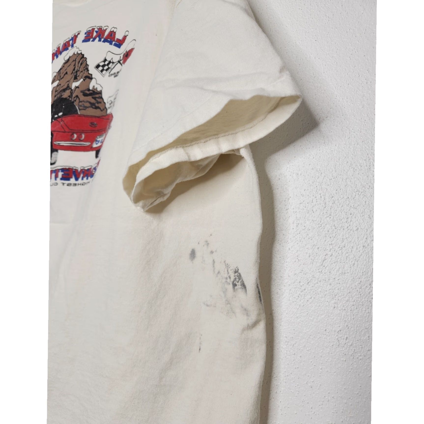Vintage VINTAGE Oneita Corvette Lake Tahoe Club Double Sided Car Art Shirt XXL White Unisex Adults Men Women Shirts Art 90s 2000s Size US XXL / EU 58 / 5 - 6 Thumbnail