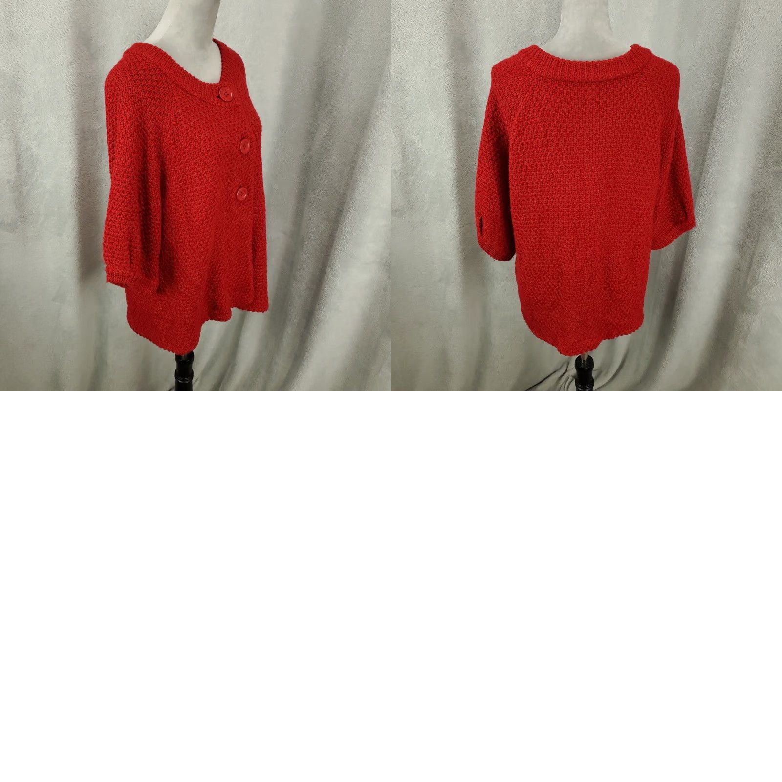 Vintage Chicos Sweater Womens Large Red Chunky Knit 3 Button Up Wool Blend 2 Size L / US 10 / IT 46 - 8 Thumbnail