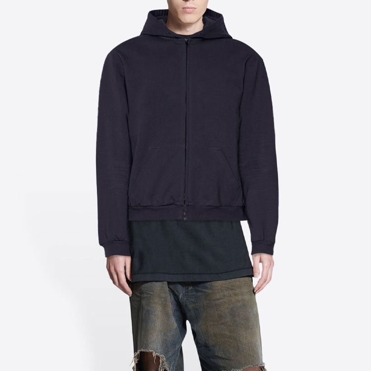Balenciaga o1w1db10825 Tab Worn-Out Zip-Up Hoodie in Black Size US XL / EU 56 / 4 - 3 Thumbnail