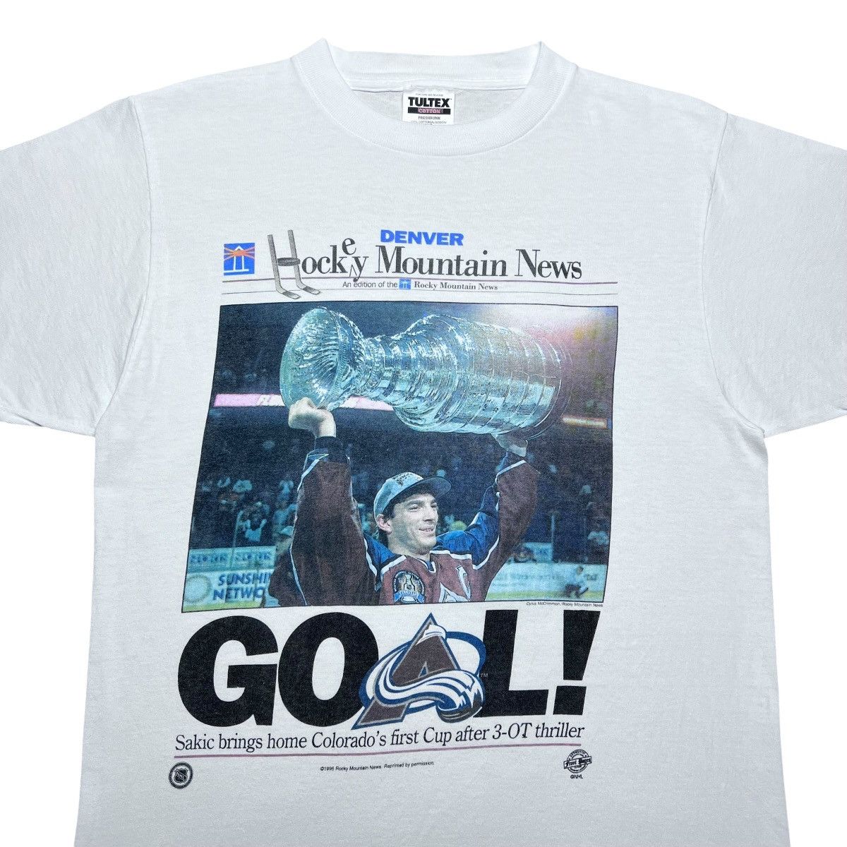 NHL 1996 NHL Colorado Avalanche Stanley Cup Champions News Tee Size US M / EU 48-50 / 2 - 4 Thumbnail