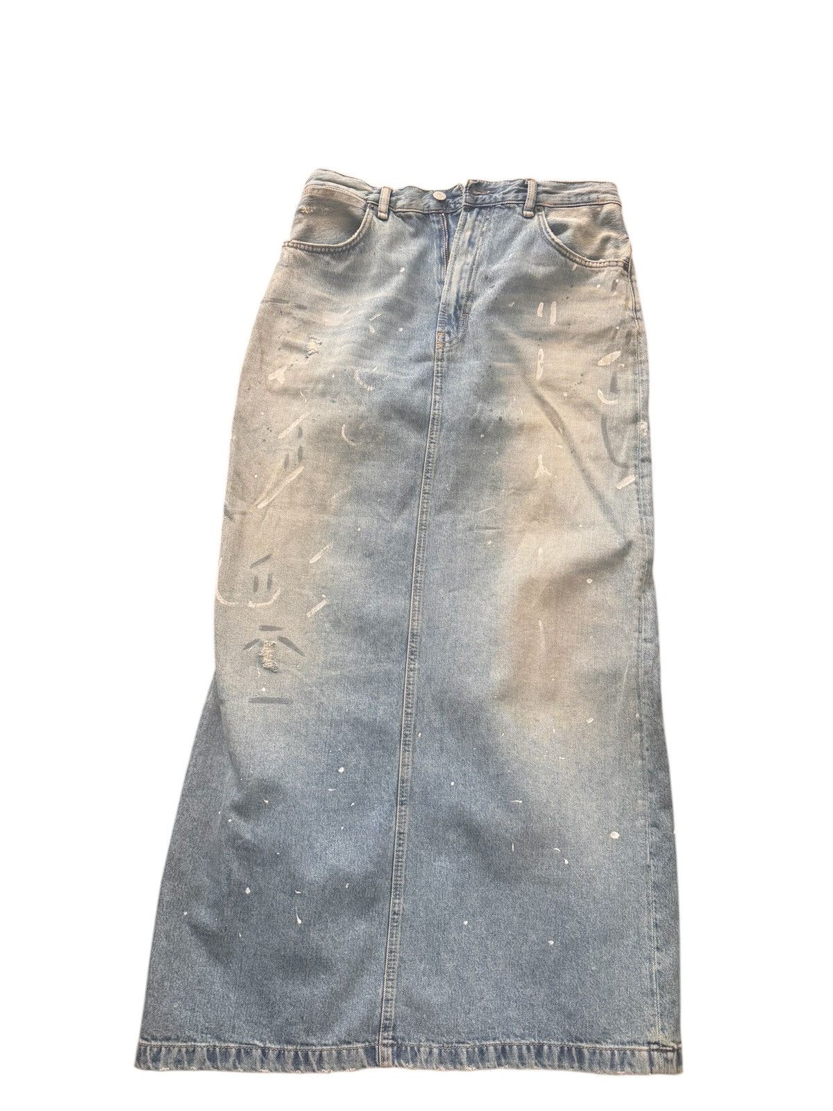 Acne Studios Acne studios Blue Paint Splatter Denim Maxi skirt Size 30" / US 8 / IT 44 - 1 Thumbnail