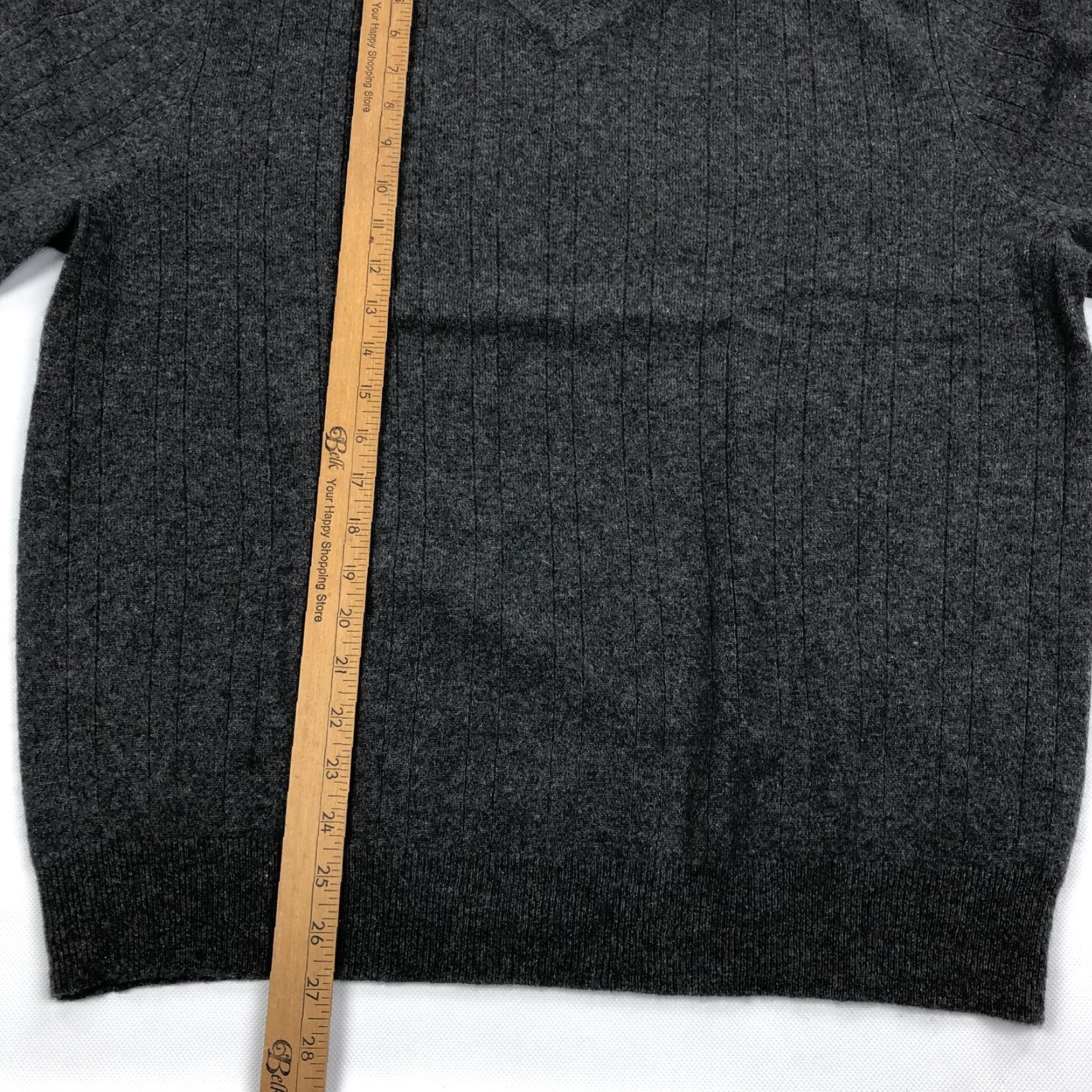 Vintage Cezani Men’s L Cashmere V-Neck Ribbed Knit Pullover Sweater Gray Regular Size Rib-Knit Lightweight All Seasons Casual Business Everyday Sweater Mens Size US L / EU 52-54 / 3 - 5 Thumbnail