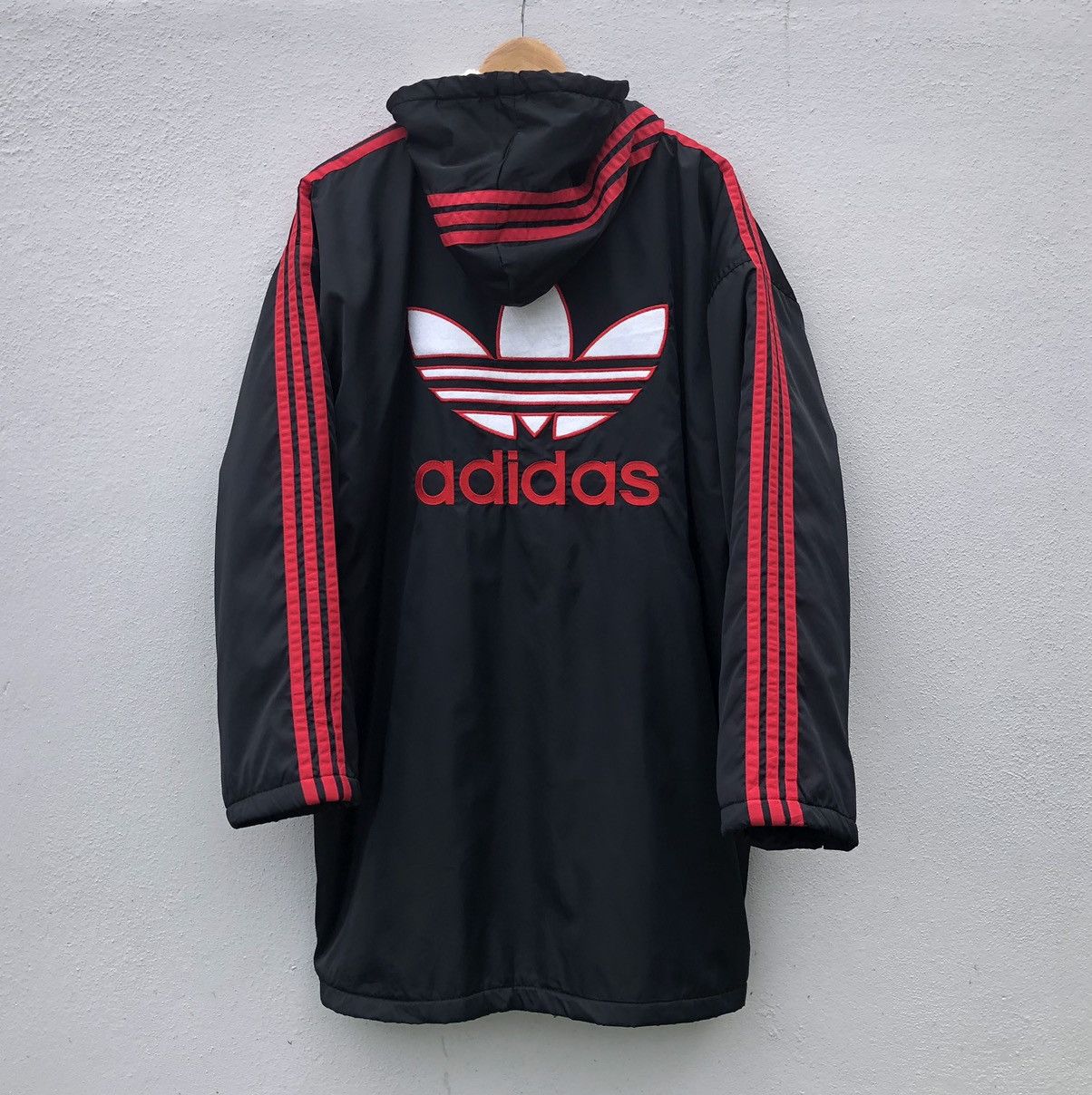 Adidas Vintage Adidas 3 Stripes Big Logo Lined Fleece Coach Jacket Size US L / EU 52-54 / 3 - 1 Thumbnail