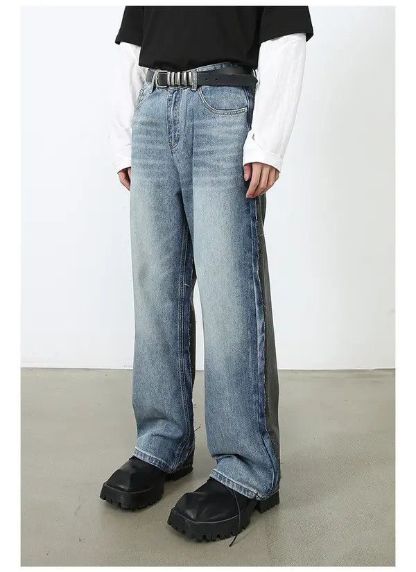VIBE American street cool patchwork loose straight jeans for men Size US 32 / EU 48 - 2 Thumbnail