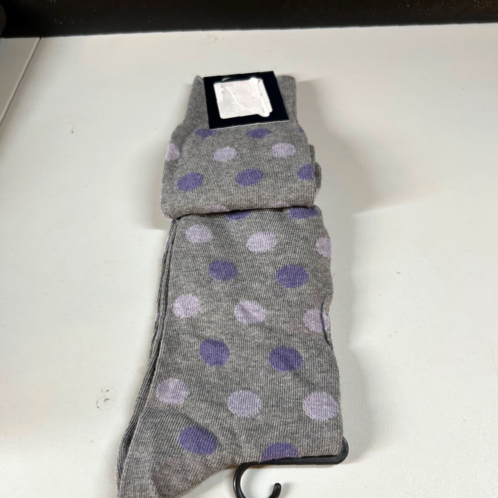 Cremieux VINTAGE Cremieux Italian Cotton Yarn Dress Socks Polka Dot Gray Purple Size 6-12.5 Mens Socks Size ONE SIZE - 4 Thumbnail